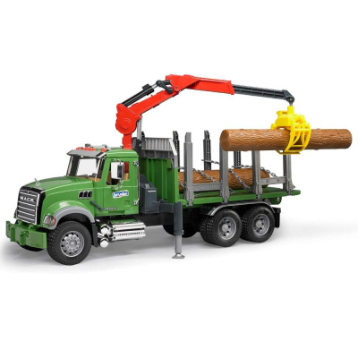 Машинка Лесовоз MACK с портативным краном и брёвнами Bruder 02-824 01